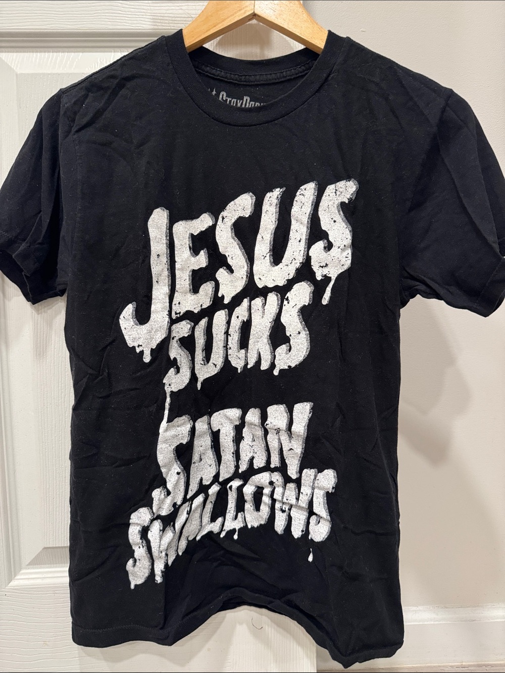 Graphic Black T-Shirt with White Bold Text